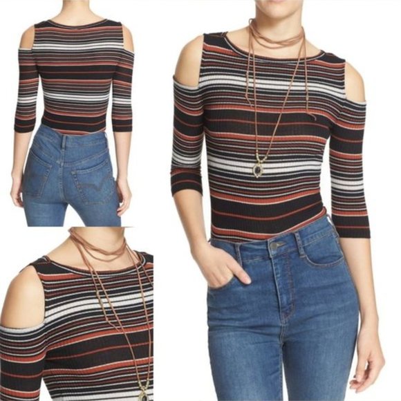 Free People Tops - We the Free Rory Stripe Cold Shoulder Top Size L